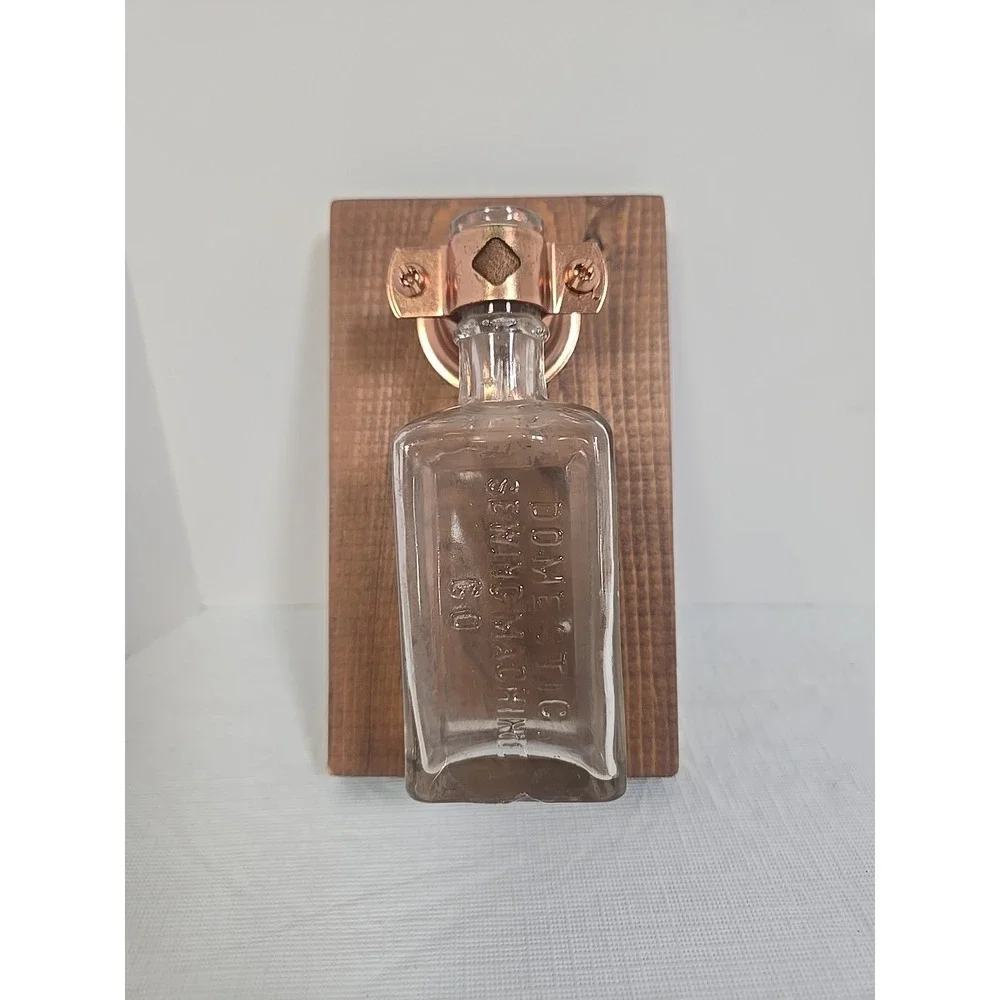 Vintage Domestic Sewing‎ Machine Co Bottle Wall Bud Vase Rustic Farmhouse Sconce